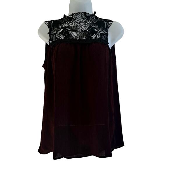 New York & Co High Neck Crochet Sleeveless Top - Picture 1 of 9